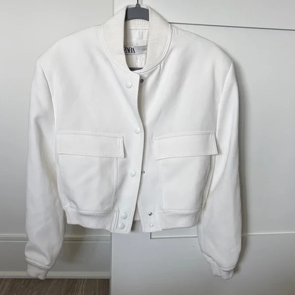 Zara Women's Ivory Bomber Jacket - Picture 2 of 2